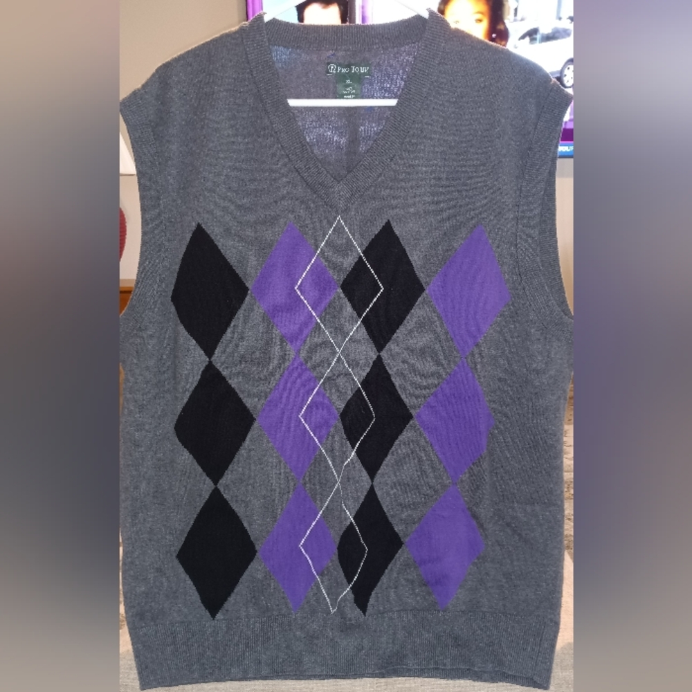 Men's Pro Tour Golf Style Mens 100% Cotton Sweater Vest Sz XL  Like New Perf Co
